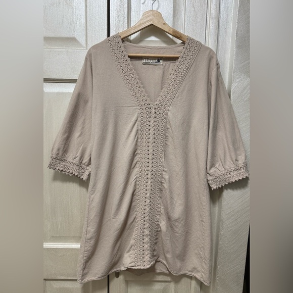 Seaspice Resort Wear Peruvian Beige Cotton Swim Cover Up Size M Mini Dress - Picture 1 of 11